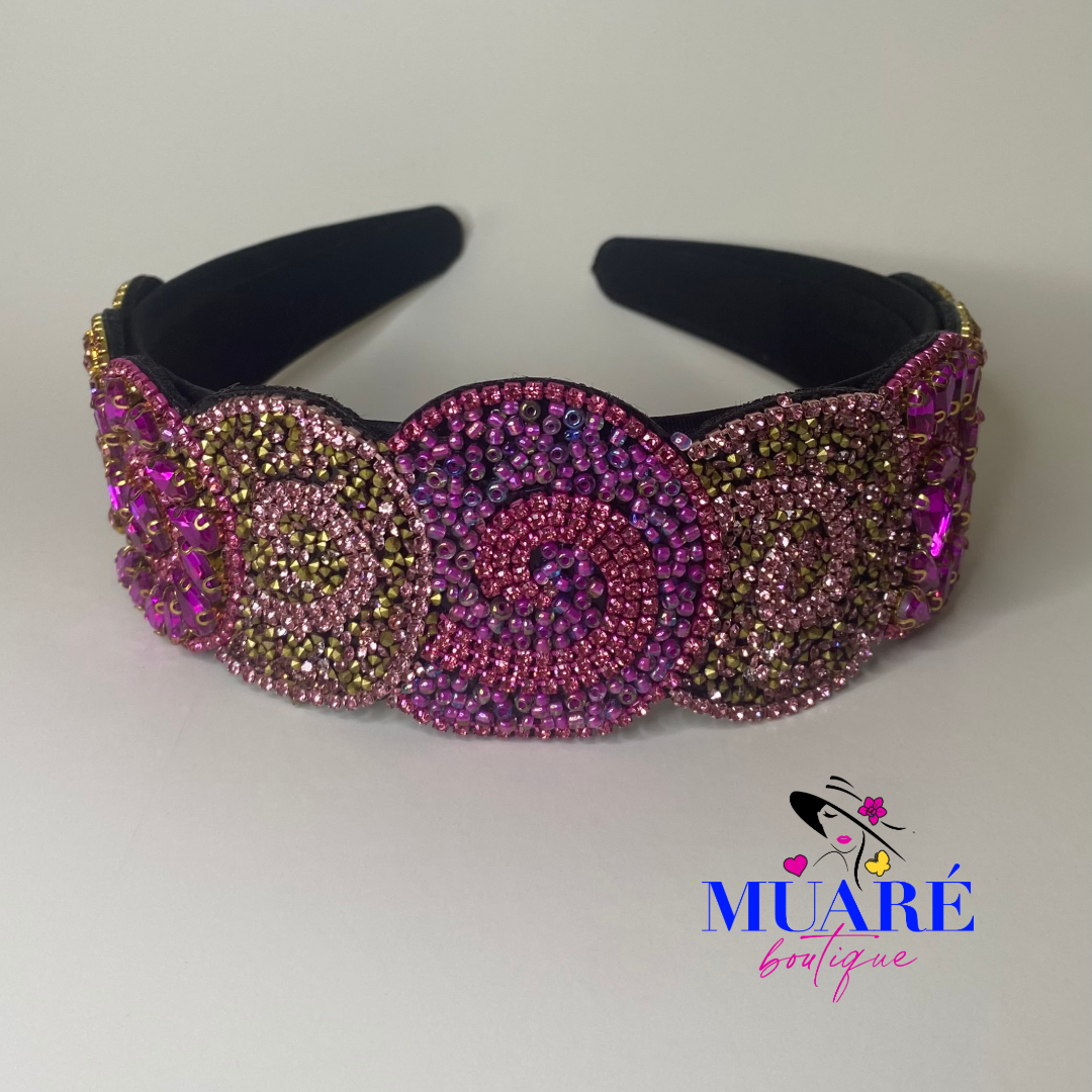 Pink and Gold Stones Headband