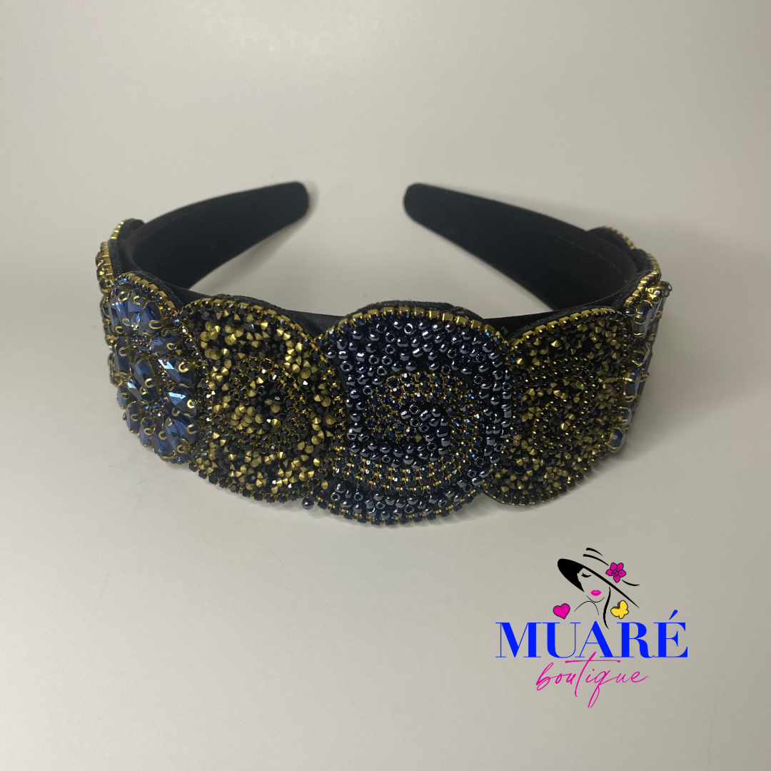 Gold and Blue Stones Headband