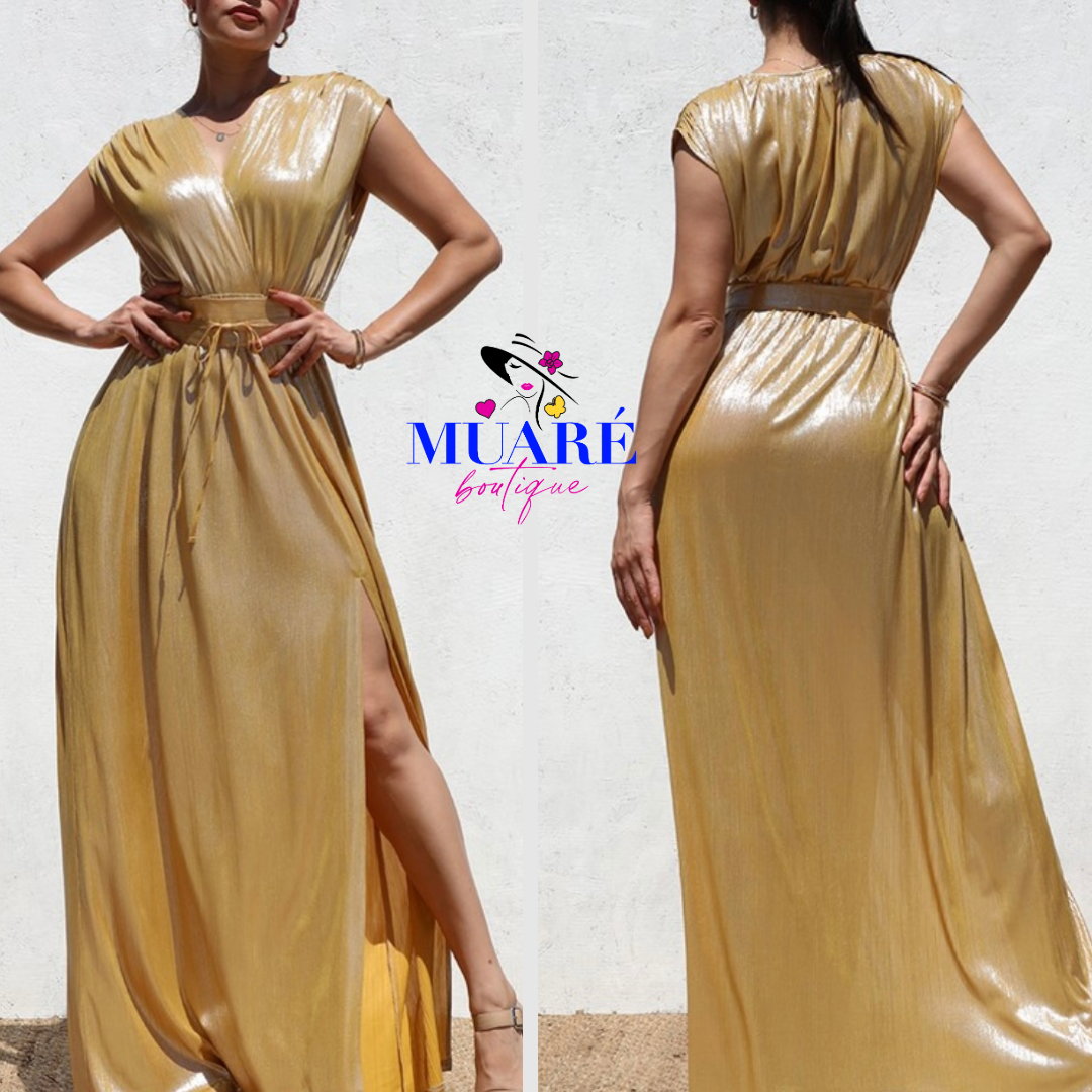 Metallic Gold Maxi Dress