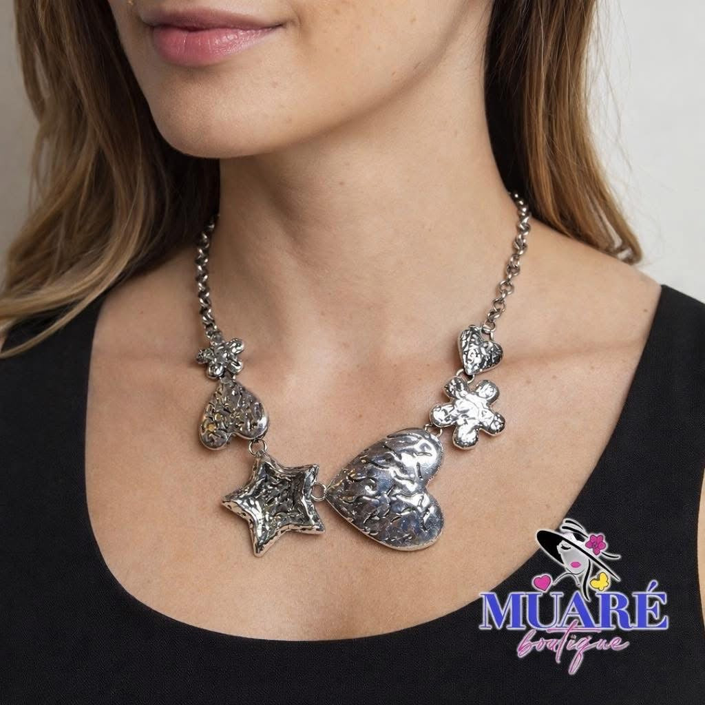 Silver Necklace with Differents Figures