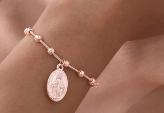 Rose Gold Rosary Bracelet