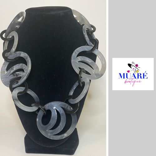 Black and Gray Necklace and Earring Set