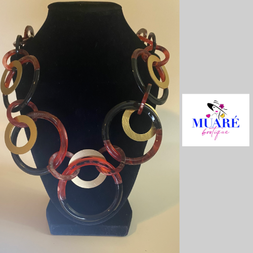 Brown and Gold Necklace and Earring Set