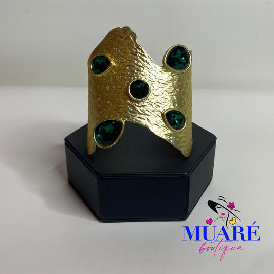 Golden with Green Stones Cuff