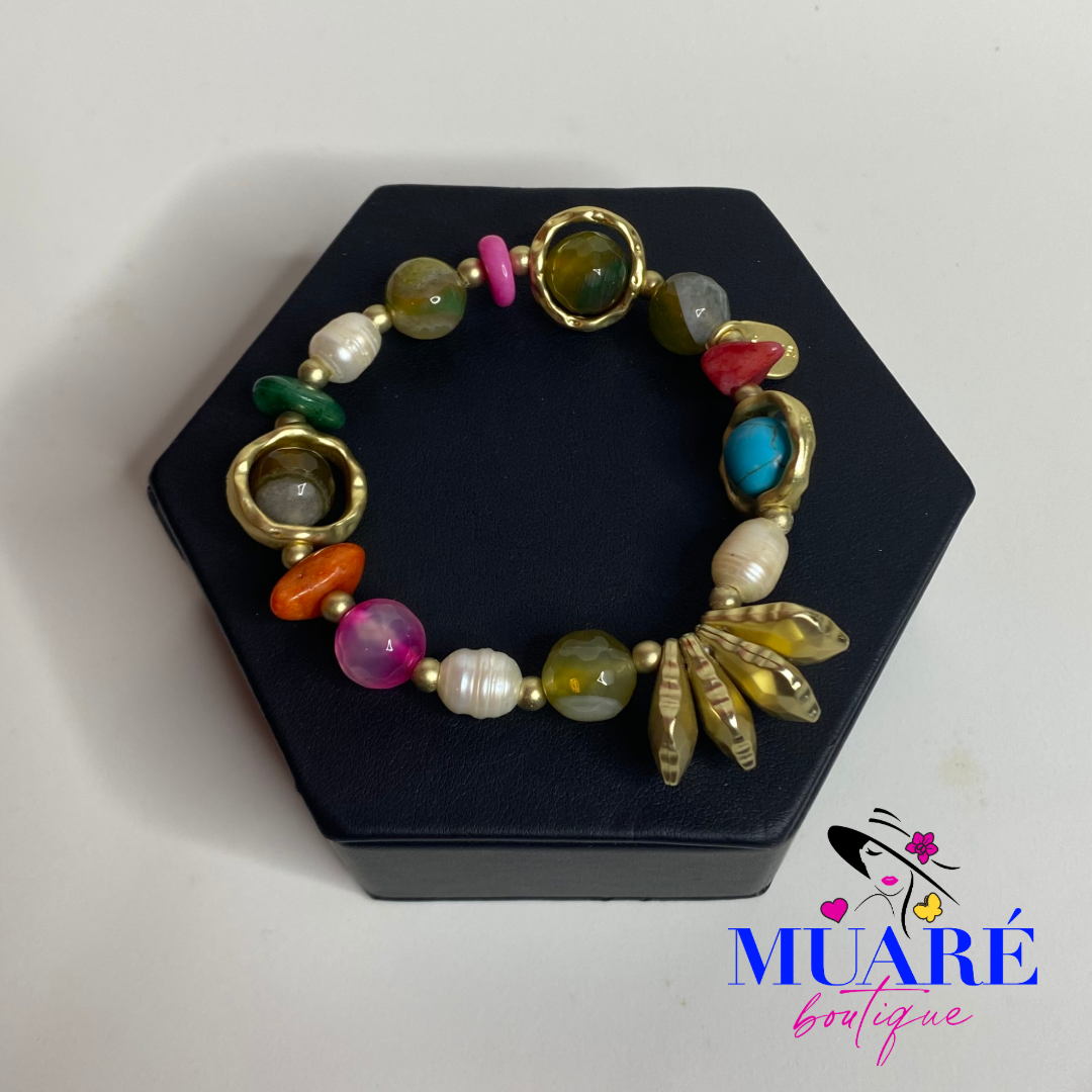 Stretch Multi Color Stones Bracelet