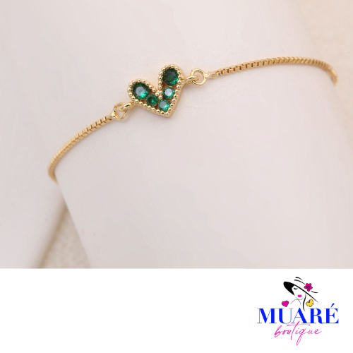 Green Heart Adjustable Bracelet
