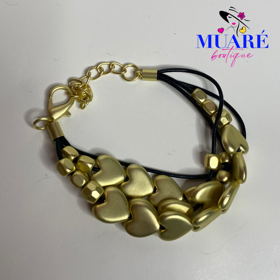 Three Layers Golden Hearts Bracelet