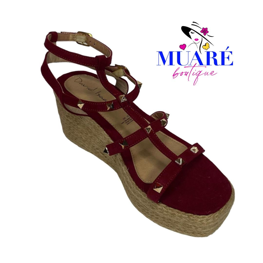 Burgundy Platform Sandals