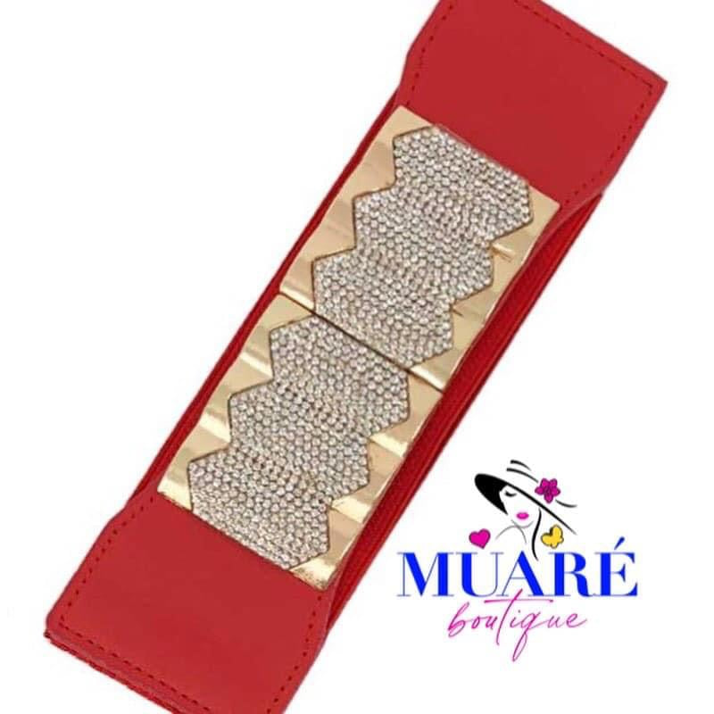 Red Belt with Rhinestonea