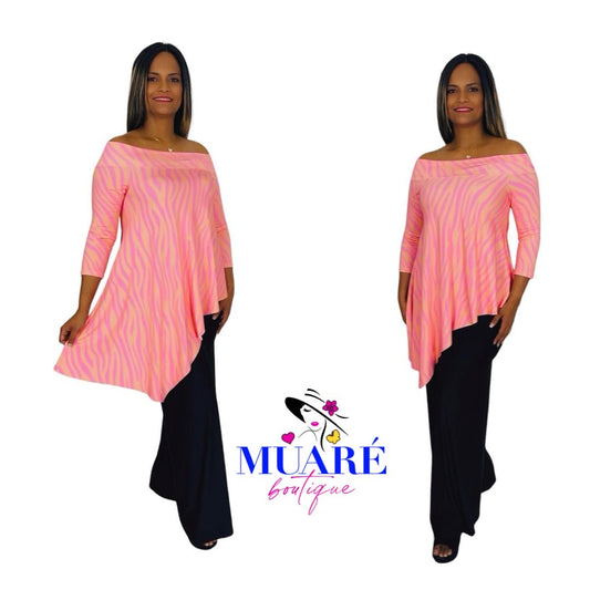 Pink Zebra Asymmetric Tunic