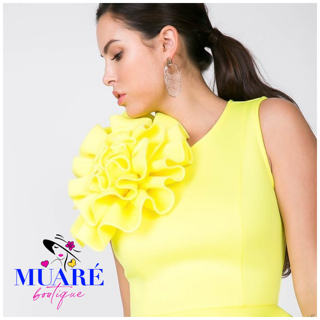 Flower Peplum Top Lemon