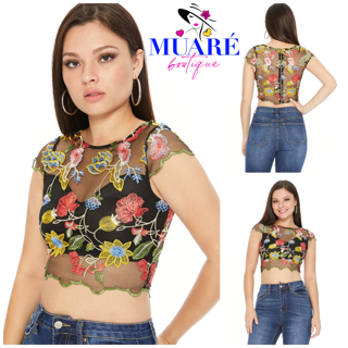 Floral Bralette Embroidery Crop Top