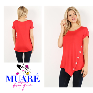 Red Solid Tunic Top