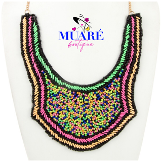 Multi Beads Hand Made Bib Necklace