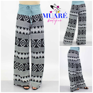 Black and white high waist maxi wide leg pants