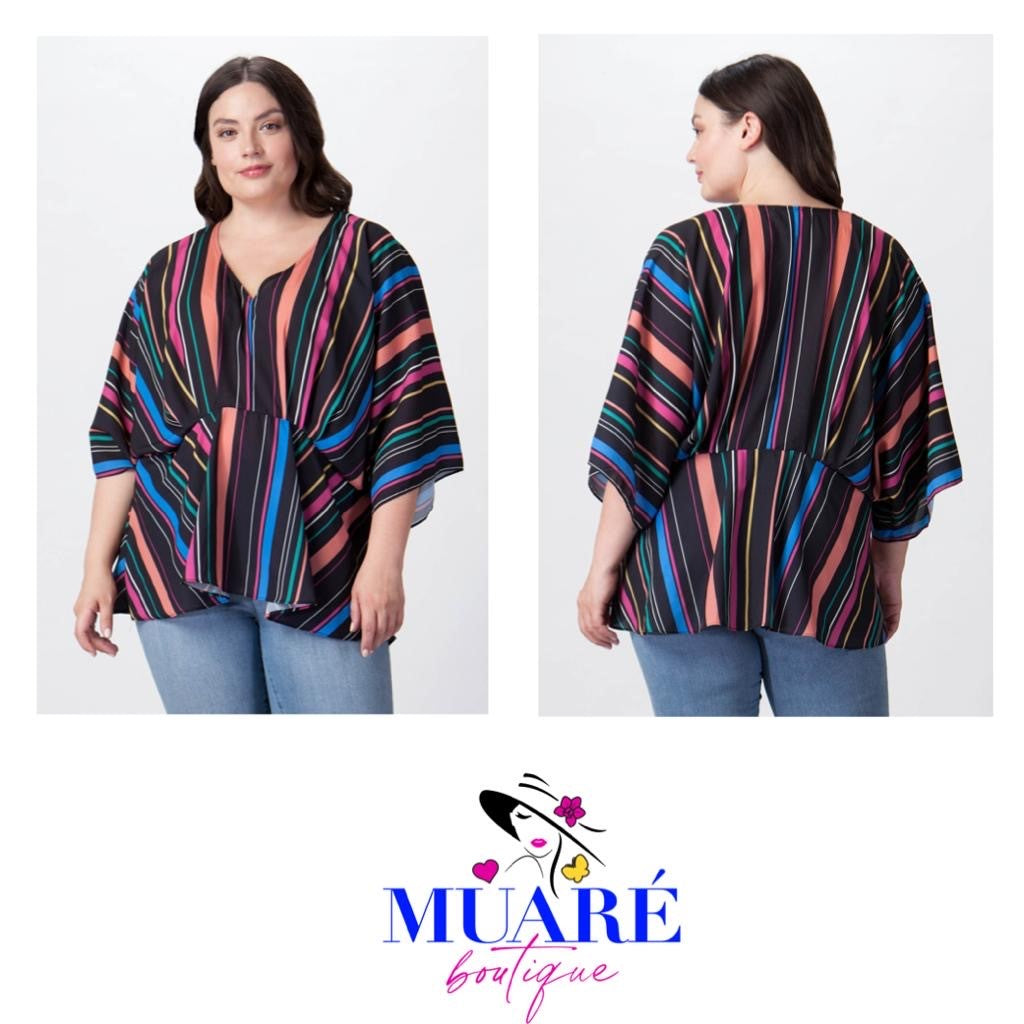 Deep Vneckline Top with Kimono Sleeves