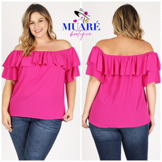 Fuchsia Off Shoulder Shirt