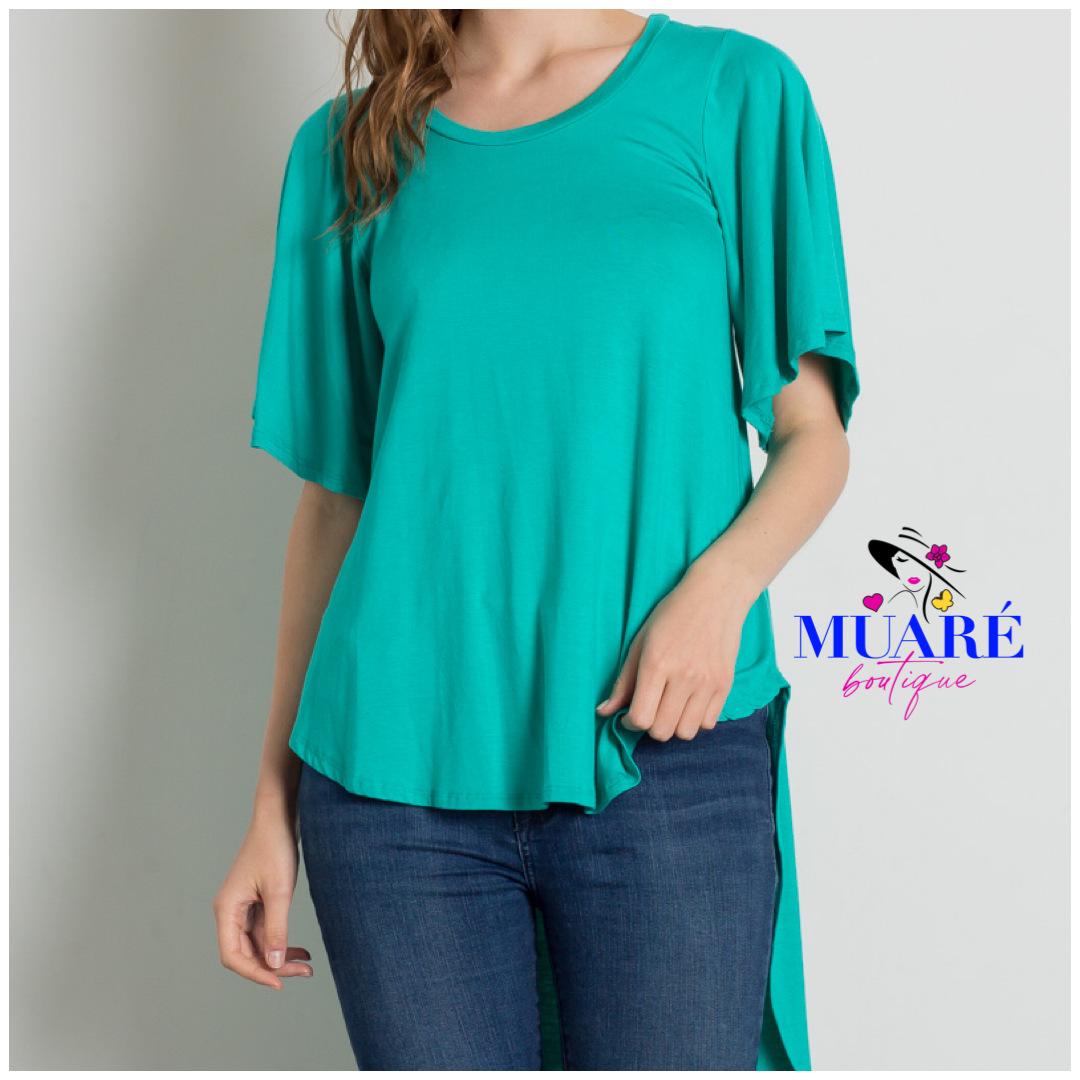 Mint Knit Solid Hi-Low Loose Fit Top