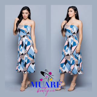 Blue/Multi Geometrical print romper