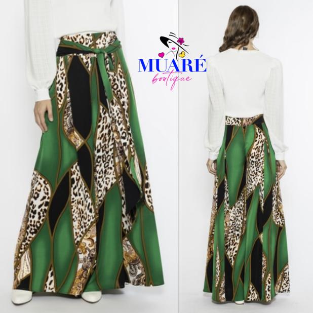 Green and Animal Print Palazzo