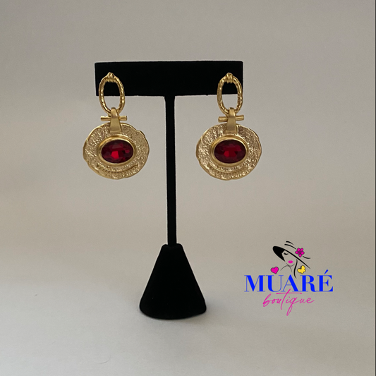 Golden and Red Earrings