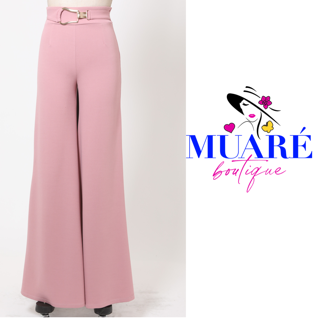 Mauve High Waist Buckle Detailed Pants