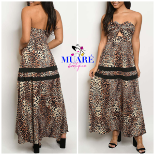 Strapless Brown Animal Print